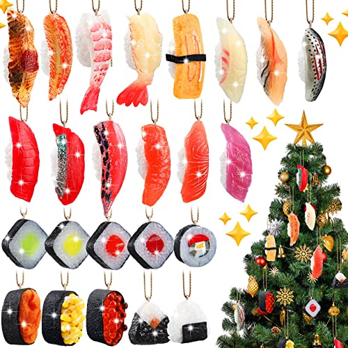 Christmas Sushi Ornaments Set with Gold Ropes