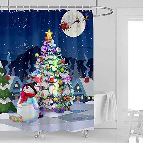 Christmas Tree Snowman Shower Curtain