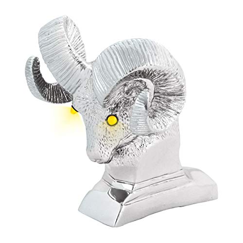Chrome Ram's Head Hood Ornament with Amber LED Eyes