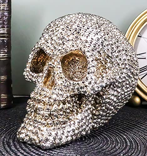 Chrome Silver Bead Stone Bling Skull Figurine