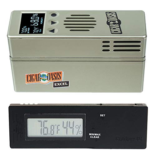 Cigar Oasis EXCEL 3.0 Electronic Cigar Humidifier with Caliber IV Digital Hygrometer Bundle