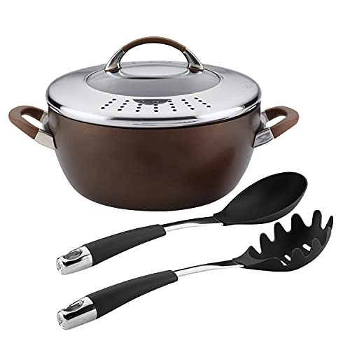 Circulon Symmetry Nonstick Casserole with Straining Lid and Kitchen Tools