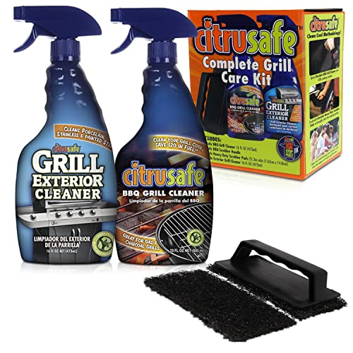 3 Piece Griddle Cleaning Kit with Grill Cleaner Liquid, Scraper & Scrubber  - USA