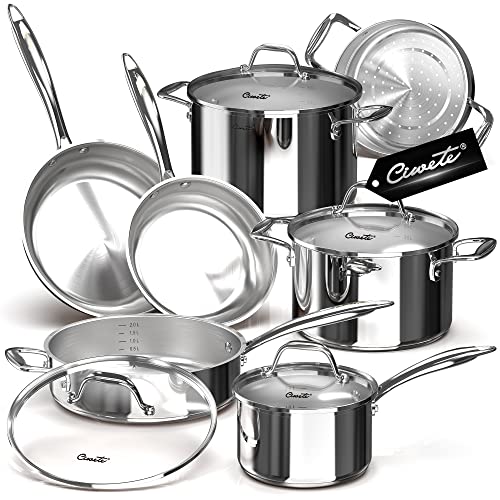 Ciwete Tri-Ply Stainless Steel Pots and Pans Set