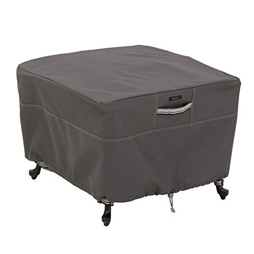 Classic Accessories Ravenna Water-Resistant 26 Inch Square Patio Ottoman/Table Cover, Outdoor Table Cover