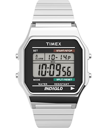 Classic Digital Silver-Tone Stainless Steel Watch