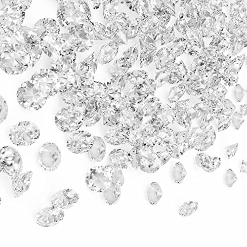 TeeLiy 1000pcs Clear 0.4inch Fake Plastic Diamonds for Vase Fillers Table Scatters, Acrylic Crystals Diamond Gems Beads for Craft Decoration