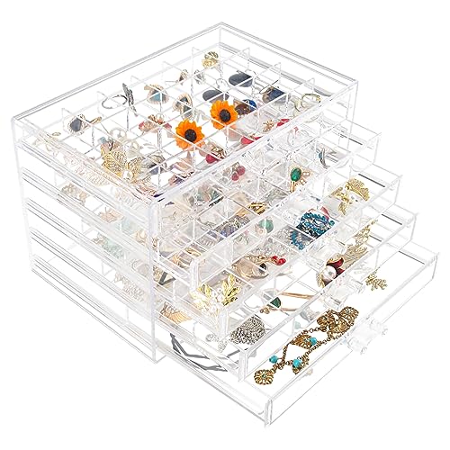 Clear Acrylic Jewelry Organizer Box with 5 Drawers