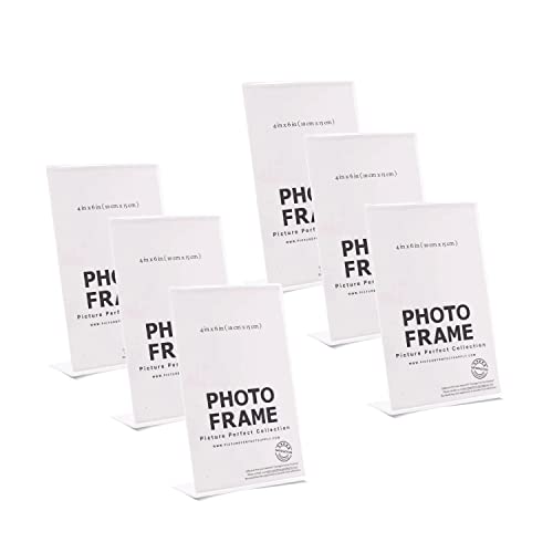 Clear Acrylic Photo Booth Frames - 4x6 Inch Vertical Display - 6 pack