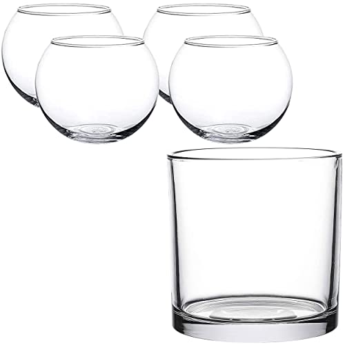 Clear Bubble Bowl Glass Vase Set