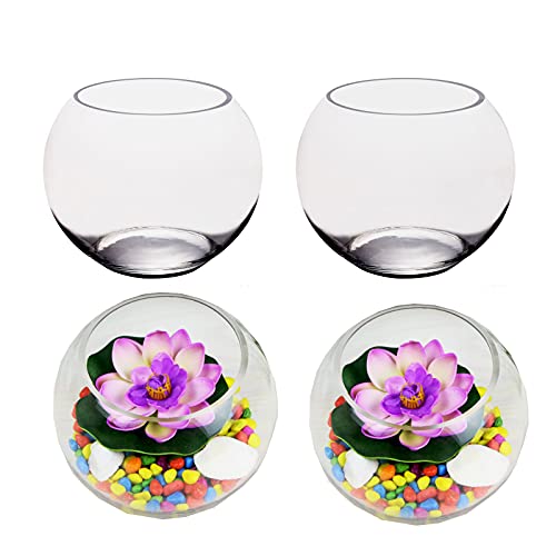 Clear Bubble Bowl Glass Vase - YOUEON 4 Pack
