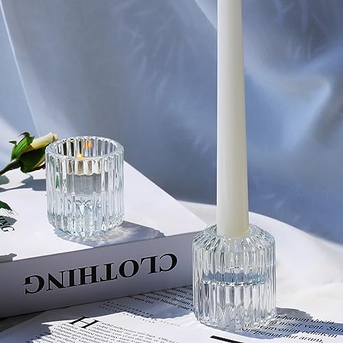 Clear Candle Holder for Tea Lights and Taper Candles