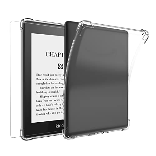 Aircawin Kindle Paperwhite Case Clear with Tempered Glass