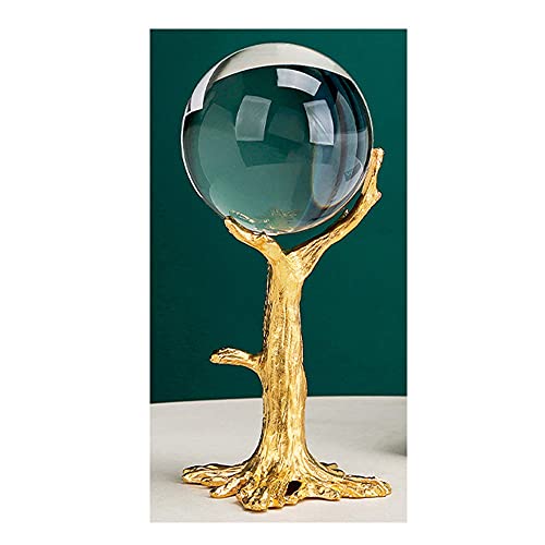 Clear Crystal Ball with Gold Stand Ornaments