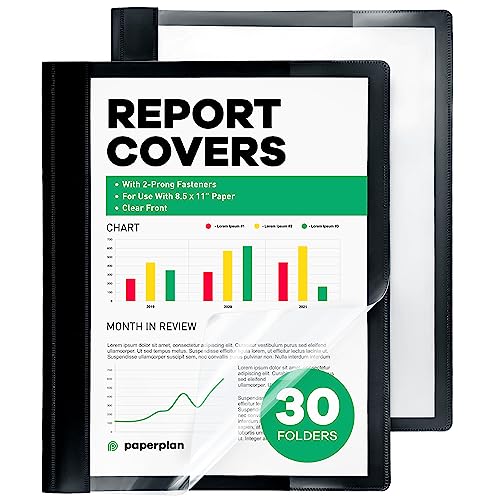 Clear Front Report Covers - 30 Set - 8.5 x 11 - Premium Clear Folders for Documents Plastic