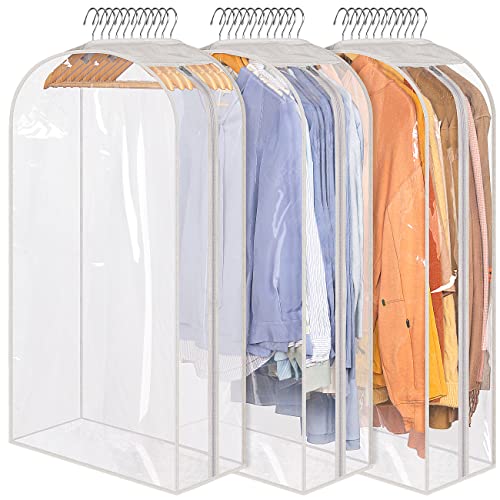 Clear Garment Bags for Hanging Clothes (3 Packs)