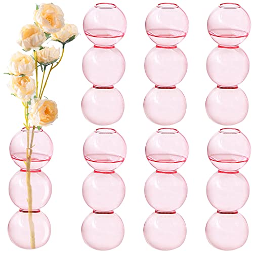 Clear Glass Bubble Vase Set - 6 Pieces