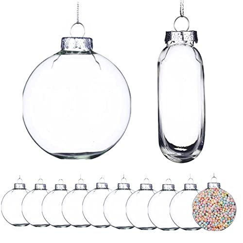 Clear Glass Christmas Ornaments for Crafts - Set of 12