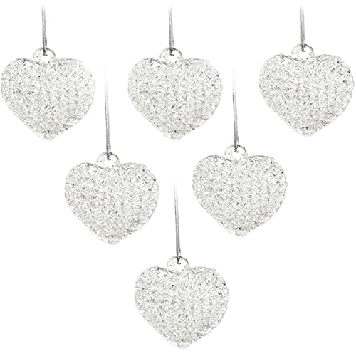 Clear Glass Heart Ornaments (Set of 12)