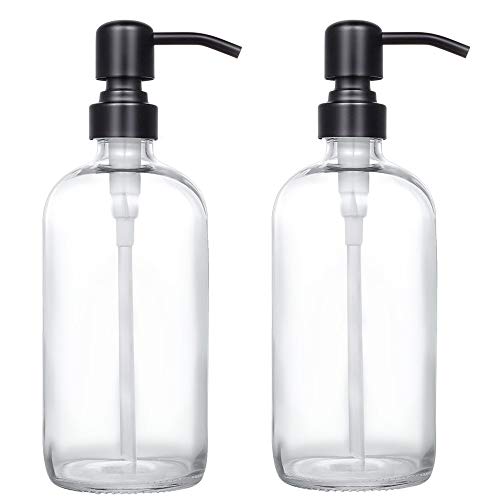 Clear Glass Pint Jar Soap Dispenser with Stainless Steel Pump