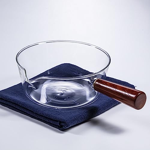 Clear Glass Saucepan with Wood Handle