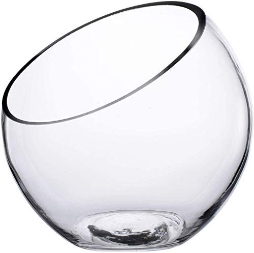 Clear Glass Vase Terrarium Slant Cut Bubble Bowl