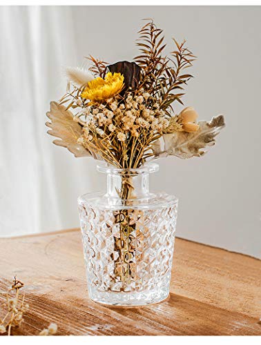 Clear Glass Vase with Diamond Pattern