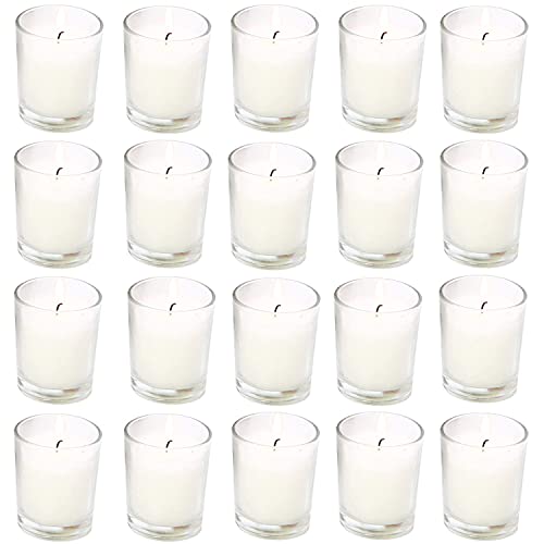 Clear Glass Votive Candles, 15-Hour Burn Time, 20 Pack