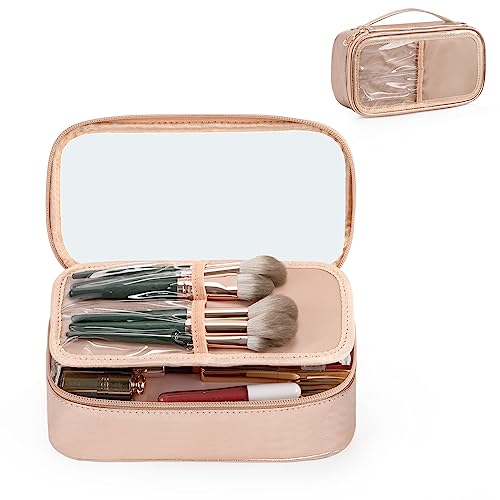 Clear Makeup Bag with Divider Makeup Brush Compartment