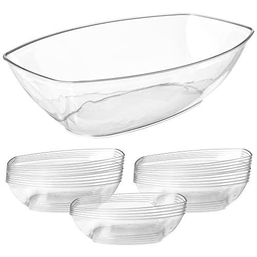 Clear Oval Plastic Disposable Serving Bowls (64 oz)