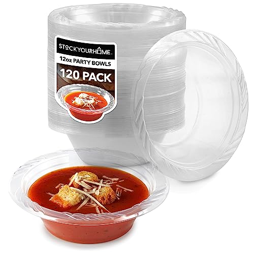 Clear Plastic Bowls for Parties - Pack of 120