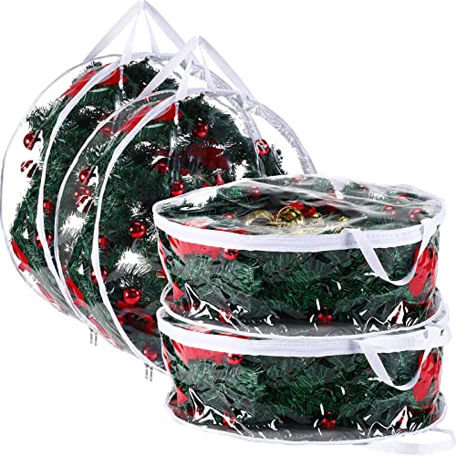 Clear Plastic Wreath Storage Bags with Dual Zippers and Handles