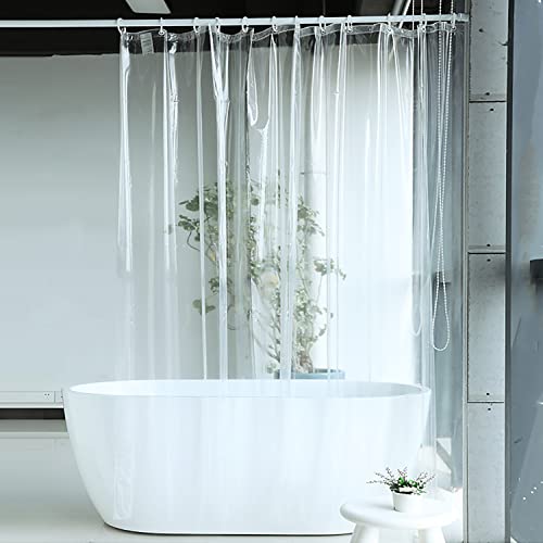 Clear Shower Curtain Liner with Rustproof Grommet and 3 Magnetic Weights