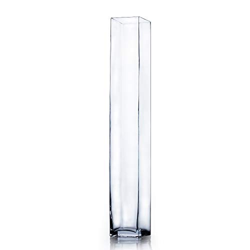 Clear Square Glass Vase - 4x28 inches