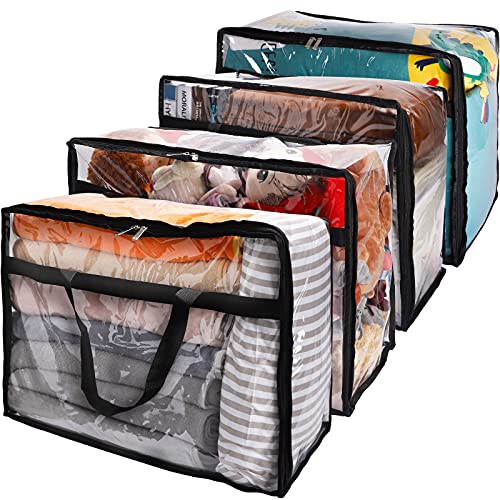 Clear Zippered Storage Bag for Blanket Clothes (4pcs)