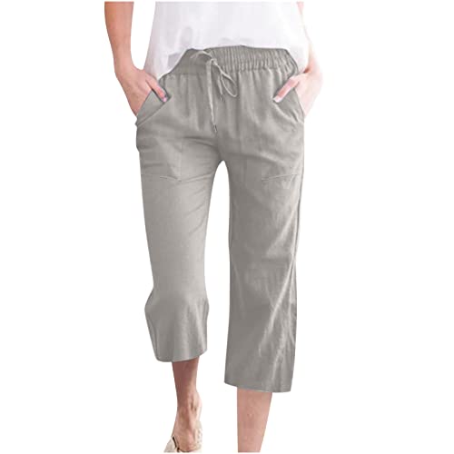 Clearance Capris for Women - Drawstring Elastic Waisted Casual Comfy Trousers