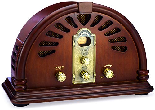 ClearClick Retro Bluetooth AM/FM Radio - Handmade Wood Exterior