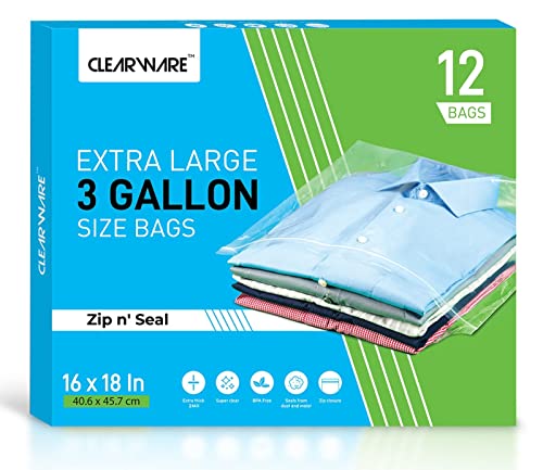 Clearware Zipper Top Large Plastic Bags