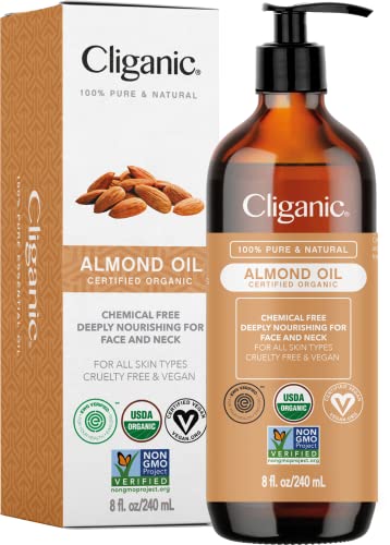 Cliganic Organic Sweet Almond Oil, 100% Pure (8oz)