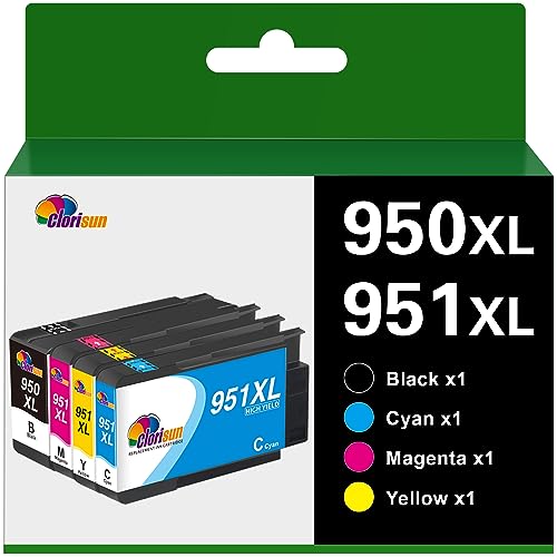 Clorisun 950XL 951XL Ink Cartridges Combo Pack