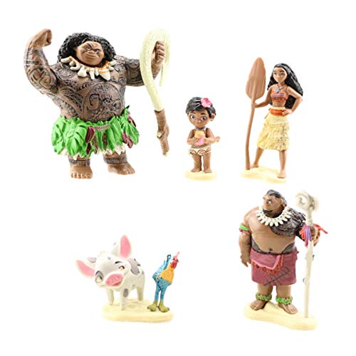 Cloud 6 Pcs Moana Cake Topper Party Gift Boy girl Birthday Party Cupcake Decoration Toy Doll