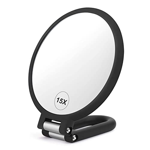 CLSEVXY Double Sided Magnifying Handheld Mirror, Travel Folding Makeup Desk Vanity