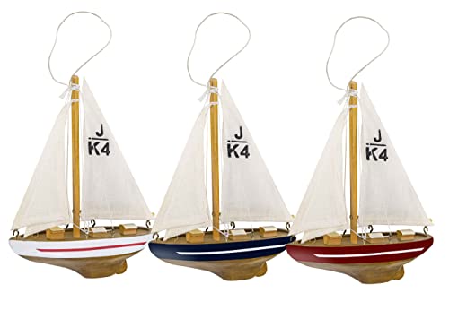 Coastal Sailboat Christmas Ornament Set