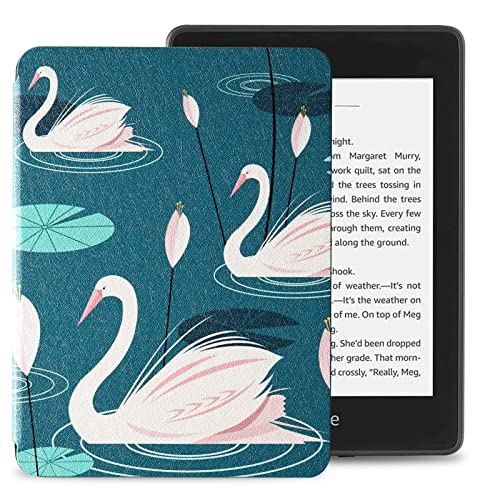 CoBak Case for All New Kindle 10th Generation 2019 Released - Will Not Fit Kindle Paperwhite or Kindle Oasis，Premium PU Leather Smart Cover with Auto Sleep and Wake,Swan