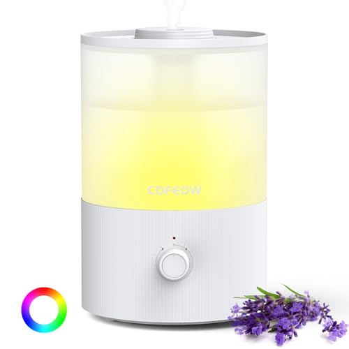 Cofeow Humidifiers for Bedroom, 3.5L Top Fill Cool Mist Humidifiers with Essential Oil Diffuser, Quiet Ultrasonic Humidifiers for Home, Large Room, Baby Nursery and Plant, 360° Nozzle, 7 Colors Light