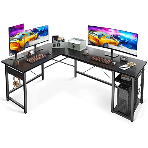 Coleshome L Shaped Computer Desk with Storage Shelves
