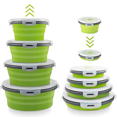 Collapsible Bowls for Camping, Set of 4 Silicone Food Storage Containers - Convenient and Space-Saving