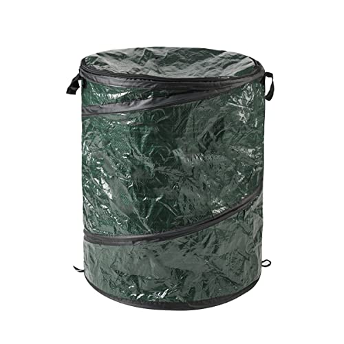 Collapsible Trash Can - Pop Up 33 Gallon Trashcan for Garbage with Zippered Lid