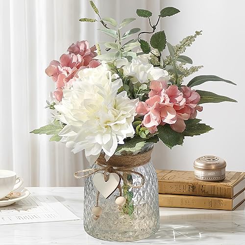 COLMOXY Faux Flowers in Vase – Stunning Centerpiece for Home Decor