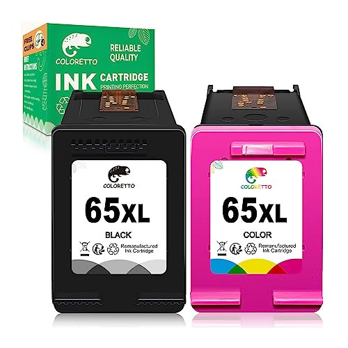 COLORETTO 65XL Remanufactured Printer Ink Cartridge Replacement for HP 65 XL N9K04AN
